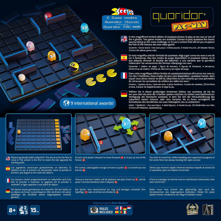 Gigamic, Quoridor PAC-MAN, Familienspiel, Holzspiel, 2-5 Spieler, Ab 8+ Jahren, 15 Minuten, Deutsch,