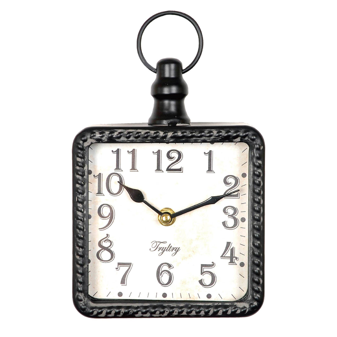 TRYLTRY Kleine Retro-Wanduhr, rechteckig, batteriebetrieben, leise, schwarze Vintage-Dekor-Wanduhren