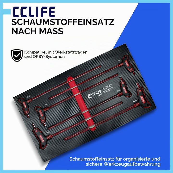 CCLIFE Schlüsselsatz mit T-Griff Innensechskant Kugelkopf 6tlg, Kugelkopf 6tlg