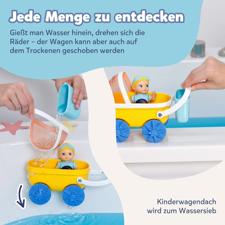 BABY born Splish Splash Bade-Spielzeug-Set mit Emma im Kinderwagen - Saugnäpfe zum Befestigen - Inkl