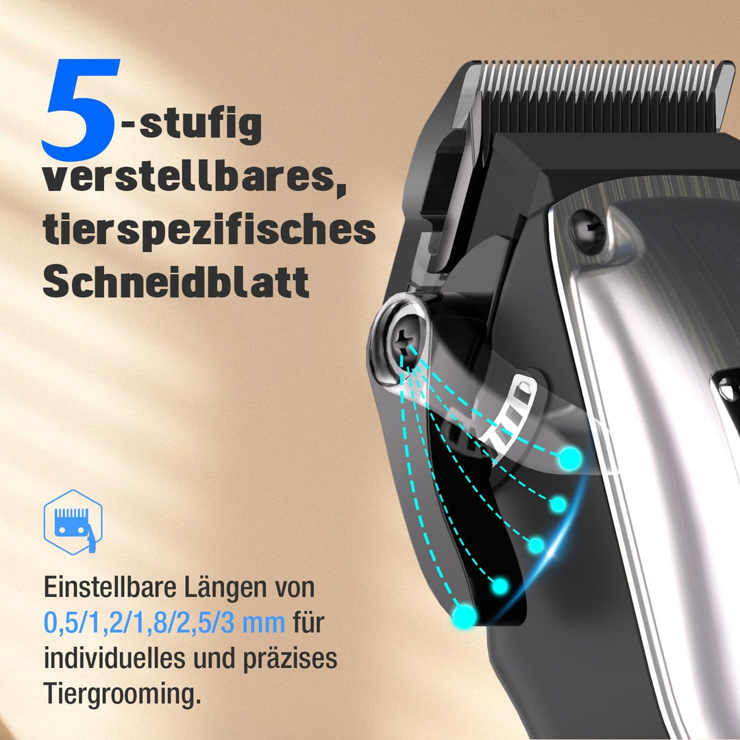 Hundeschermaschine mit Metall-Aufsteckkämme und Ersatzklinge Silber, Silber
