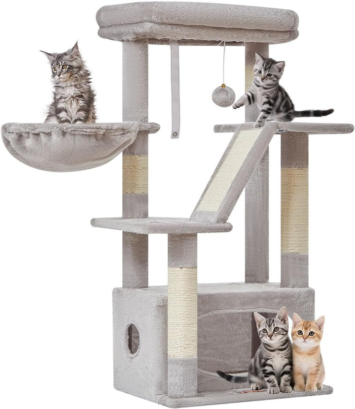 Taoqimiao Kratzbaum, 98cm katzenbaum Stabil KatzenKratzbaum Cat Tree mit Katzenhaus, Korb, 4 Kratzsä