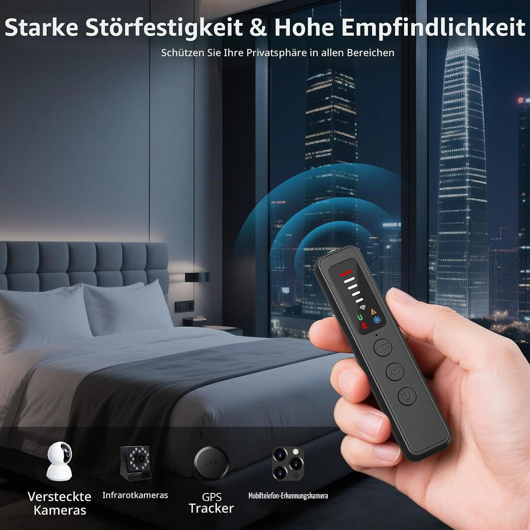 AI 7-in-1 Wanzen Detektor, Versteckte Kamera Detektor, RF Wireless GPS Tracker Finder, Abhörgerätede