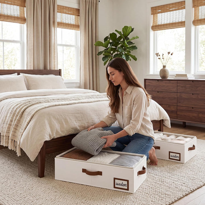 StorageWorks Aufbewahrungsbox unter dem Bett, Hochwertige Bettkasten Aufbewahrung mit Griffen, Unter