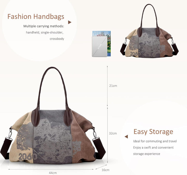 NICOLE &amp; DORIS Canvas Damen Handtasche Henkeltaschen Tragetaschen für Frauen grosse Schultertasche D