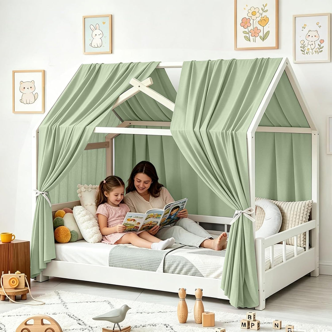Hausbett Himmel, 2 Stück Betthimmel Hausbett Musselin, Baldachin Kinderzimmer Stoffhimmel für Hausbe