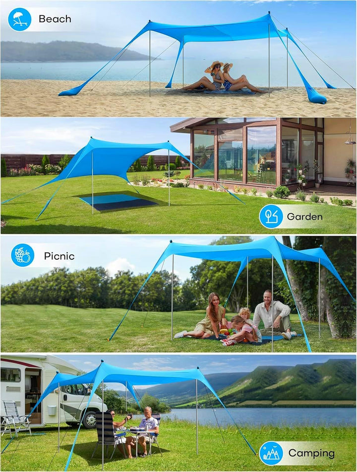 Strand Schatten Zelt Markise 10x10 FT Strand Sonnencreme wasserdichte leichte Blockierung und elasti