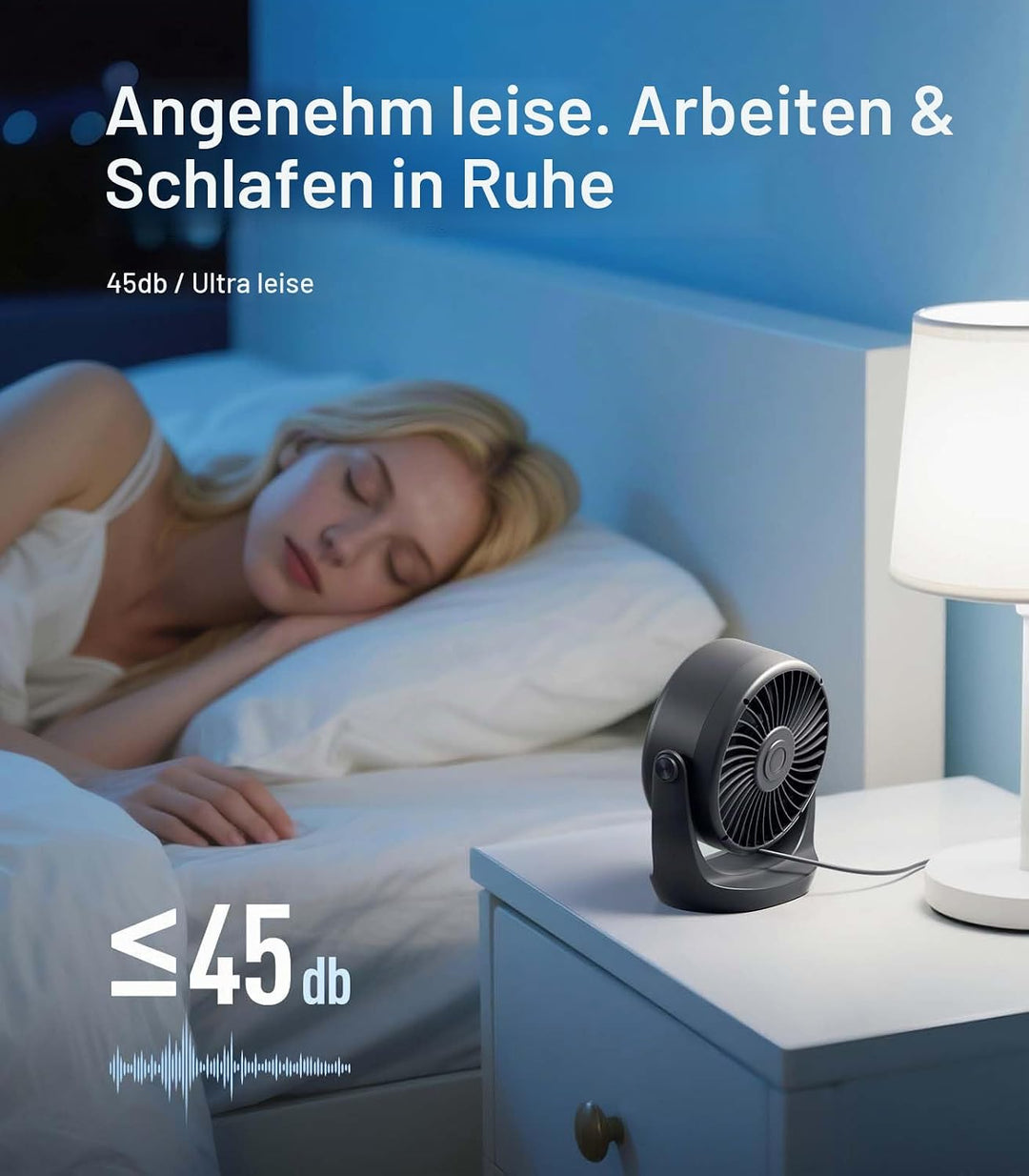 Diveblues USB Turbo Tischventilator, Ultra-Leiser Mini Ventilator, Leistungsstarker Wind, LED-Displa