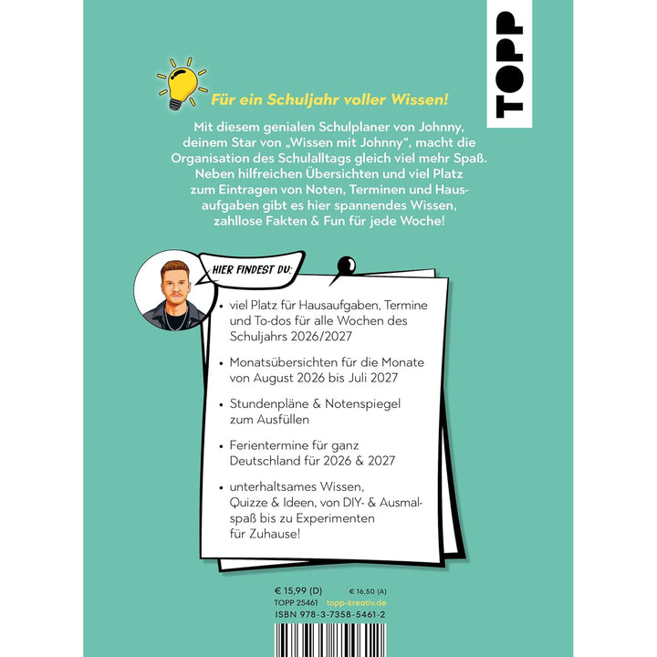 Wissen mit Johnny: Schulplaner 2026/2027, Gebundenes Buch