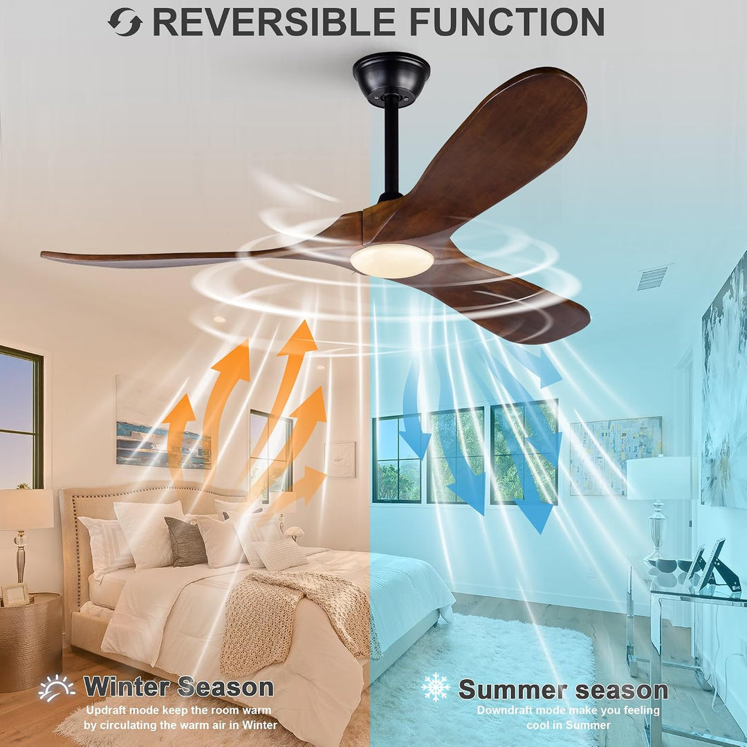 Deckenventilator 52 Zoll 3 Holzflügel 3CCT dimmbar 6 Stufen reversibel