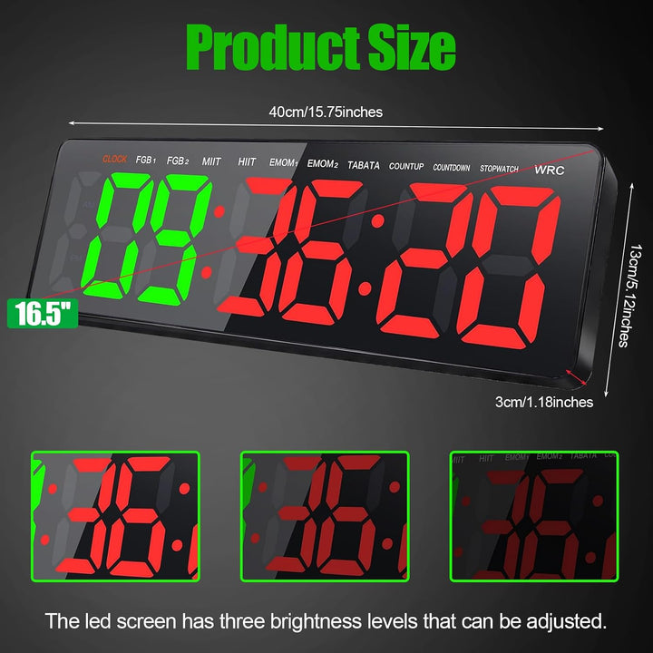 16.5" Gym Timer, Digital Fitness Timer mit 8 Modi, Countdown/Up