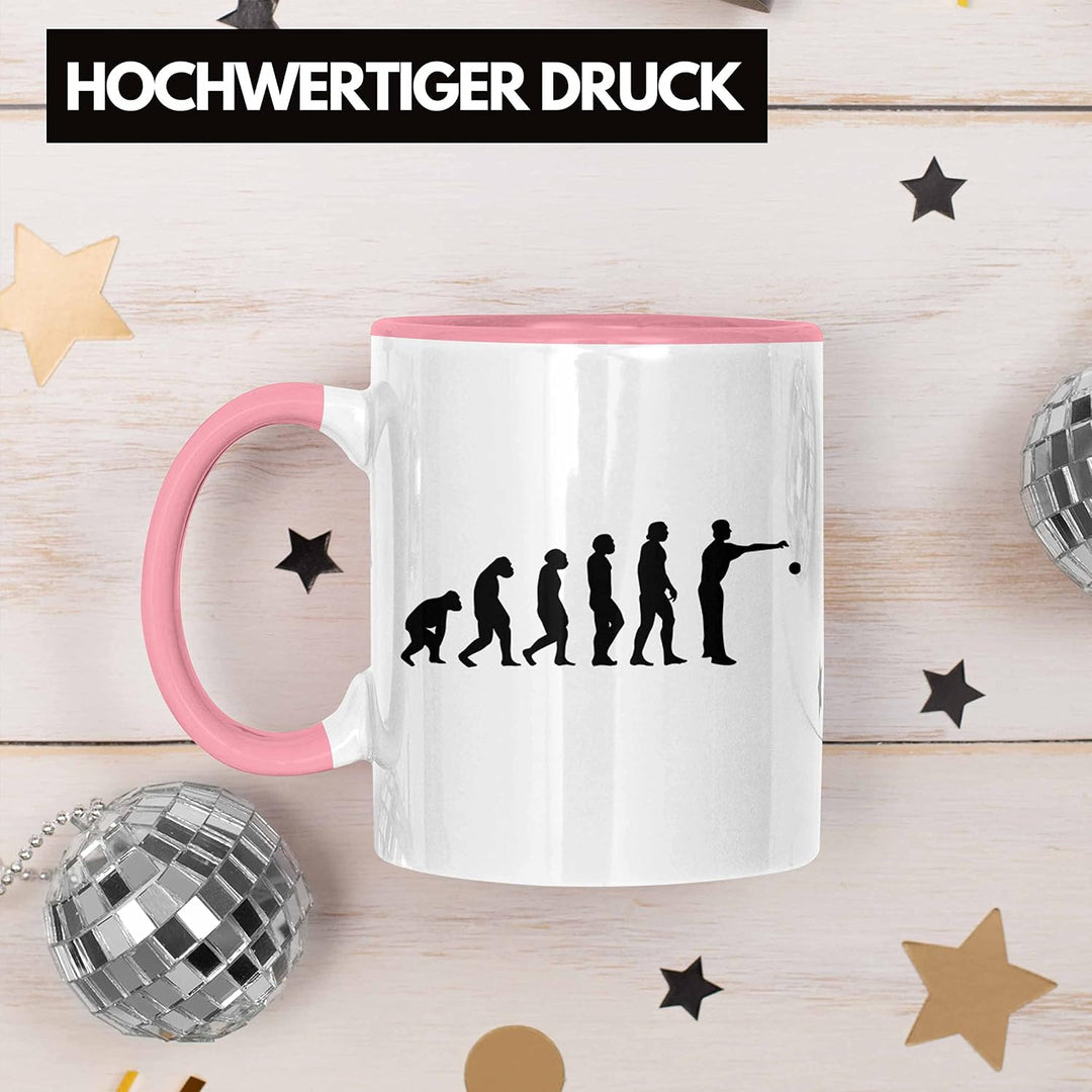 Trendation - Boule Tasse Geschenk Boule-Spieler Geschenkidee Spruch Evolution Boule (Rosa), Rosa