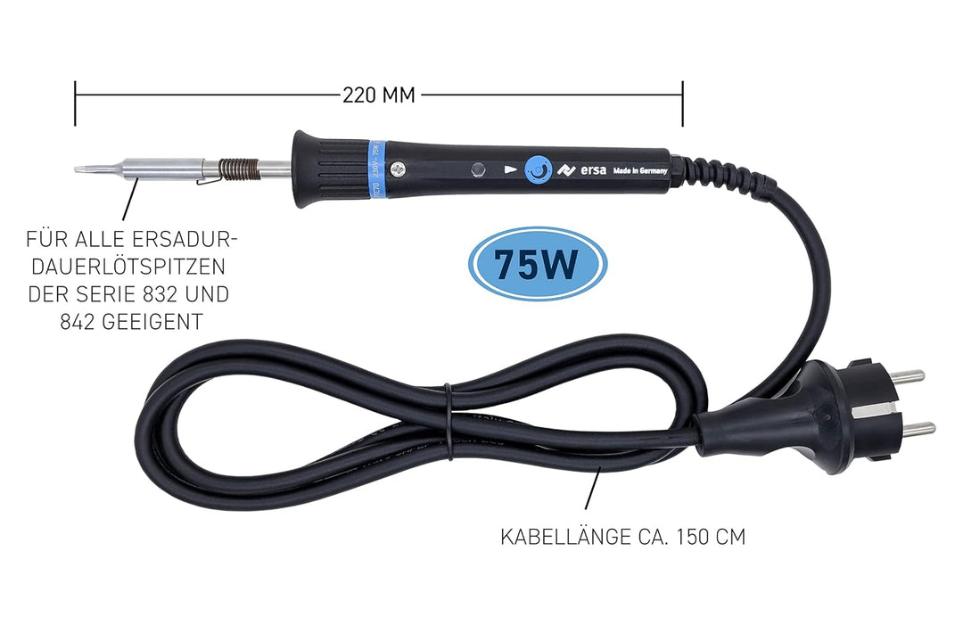 Ersa PTC70 Temperaturgeregelter Lötkolben 75 W 230 V 0710CD &amp; ersa Reinigungsschwamm für Lötspitzen