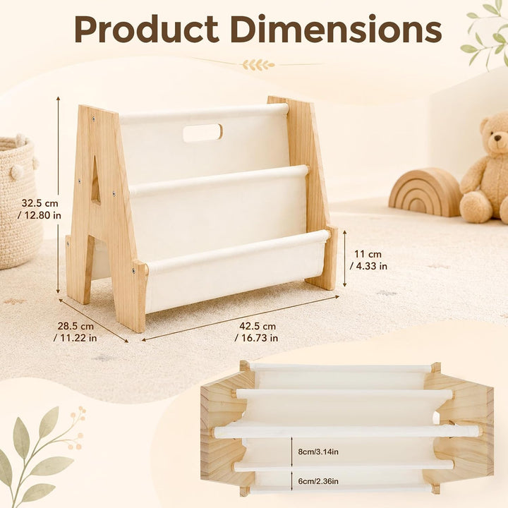 Bücherregal Kinder doppelseitig, Kinder Bücherregal Holz A-Form, Kinderregal im Montessori Stil mit