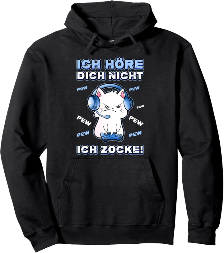 Ich höre dich nicht ich bin am Zocken Katze Gamer Gaming Pullover Hoodie