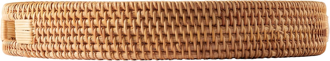 Jungle Culture Rattan-Serviertablett 34cm / 13,8" • Gewebte Serviertabletts mit Griffen für zu Hause