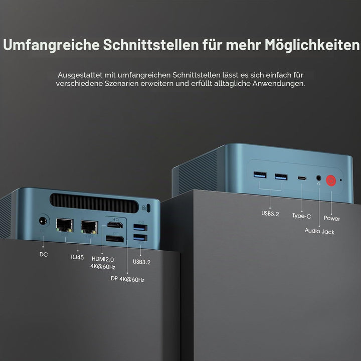 BOSGAME P2 Windows 11 Pro Gaming-PC, Intel Core i7-12700H, 12 Kerne/20 Threads (bis zu 4,7 GHz), 32