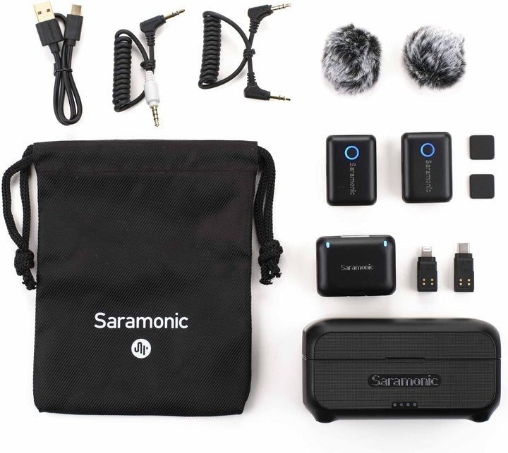 Saramonic Blink 500+ B2 Kabelloses Mikrofonsystem für 2 Personen mit Gerätehalterung, Empfänger, 3,5