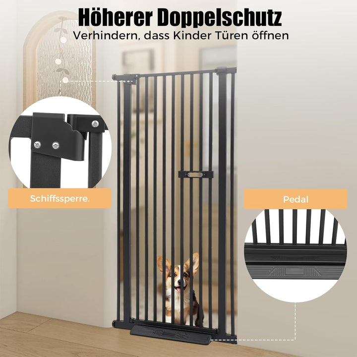 Treppengitter Schutzgitter für Haustiere Extra Hoch 150cm, Treppengitter Ohne Bohren Hundezaun Verse