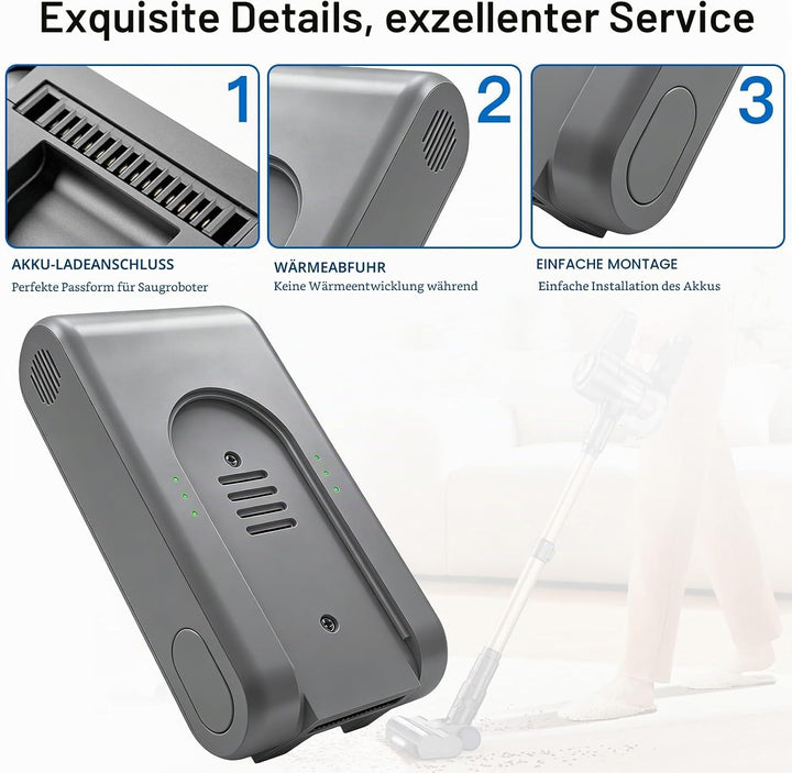 3000mAh 25,2 V Ersatzakku für Xiaomi G9, G10, G9 Plus, G10 Plus Staubsauger, akku für Dreame T20, T2