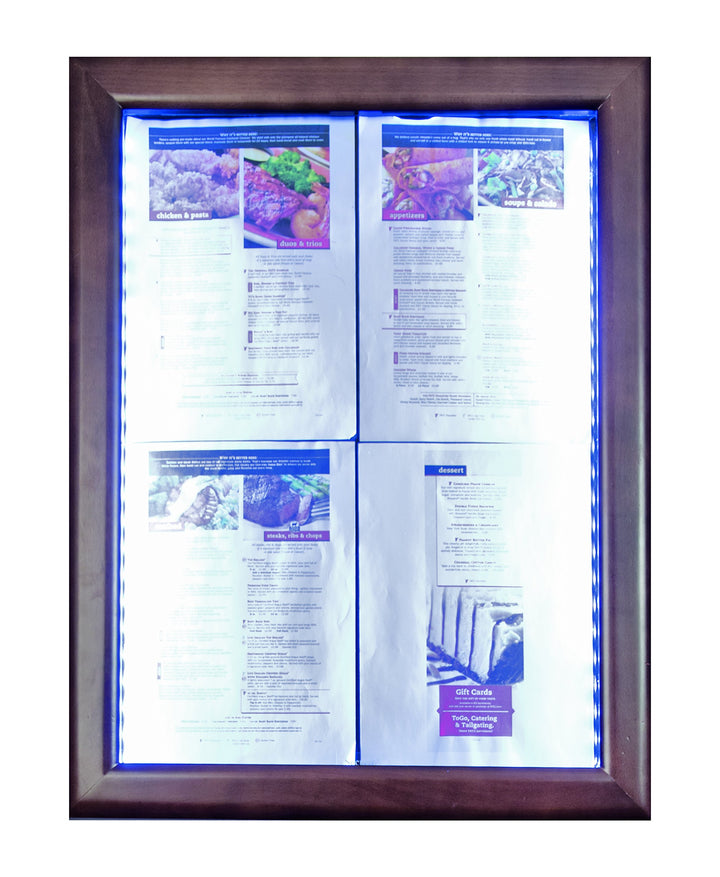 Securit LED Classic Glas Info-Display, 4 x A4 (A2), 53 x 70 x 6 cm, braun Rahmen (mcs-4 a4-wldb) bra