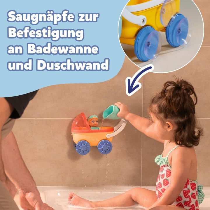 BABY born Splish Splash Bade-Spielzeug-Set mit Emma im Kinderwagen - Saugnäpfe zum Befestigen - Inkl