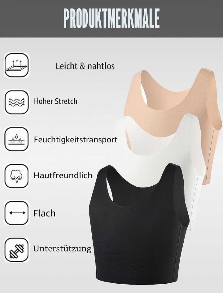XUJI Brust Binder Trans FTM Atmungsaktive Kompression Nahtlos Top für Transgender 4XL Schwarz, 4XL S