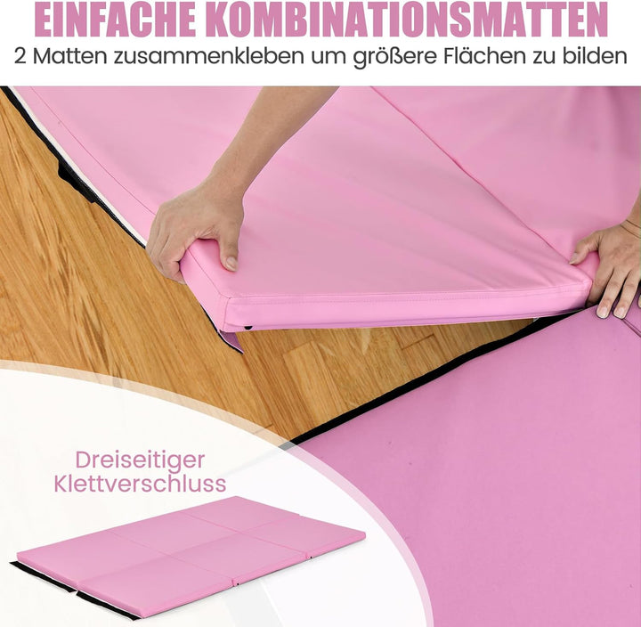 COSTWAY 180 x 60 x 5 cm Weichbodenmatte klappbar, Gymnastikmatte tragbar, Yogamatte wasserabweisend,