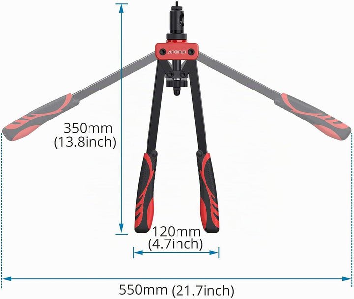 AUTOUTLET Nietmutternzange Set, 14" Profi Nietzangen Nietmutterzange mit 6 Austauschbare Dorne M3 M4