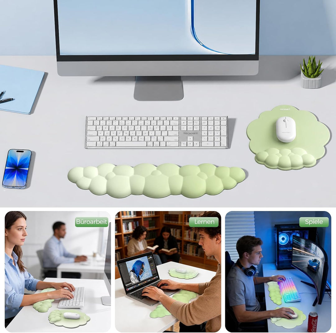 TECKNET Wolke Handballenauflage Tastatur, Mauspad mit Handauflage, Ergonomische Handauflage Tastatur