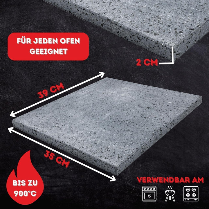 CUORE LAVICO - Ätna Lavastein für Pizza 39x35 x 2 cm | Pizzastein für für backofen und Grillofen für