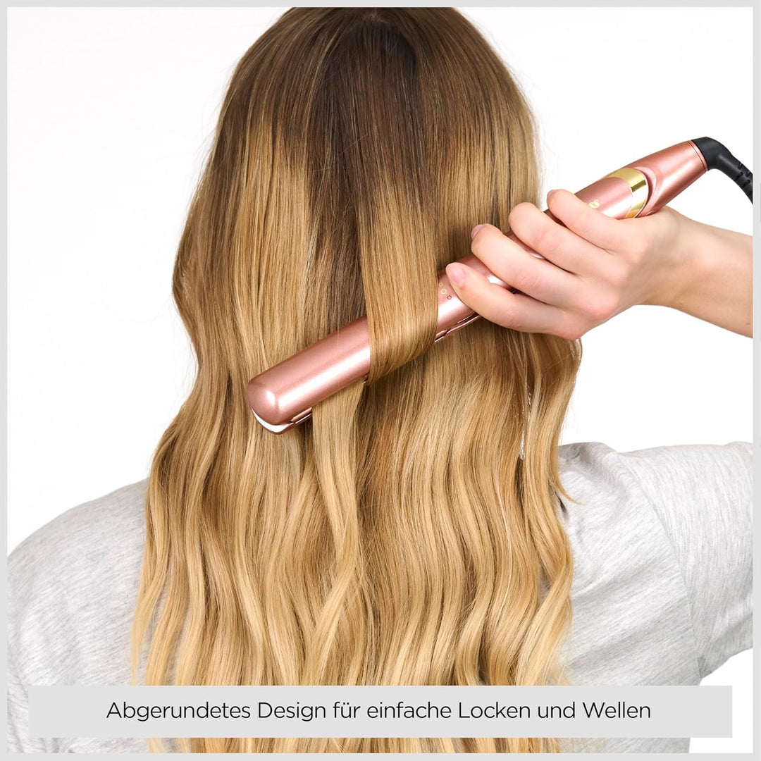 BaByliss Rose Gold Glätteisen - Keramikplatten für glattes Styling, Universalspannung für weltweiten