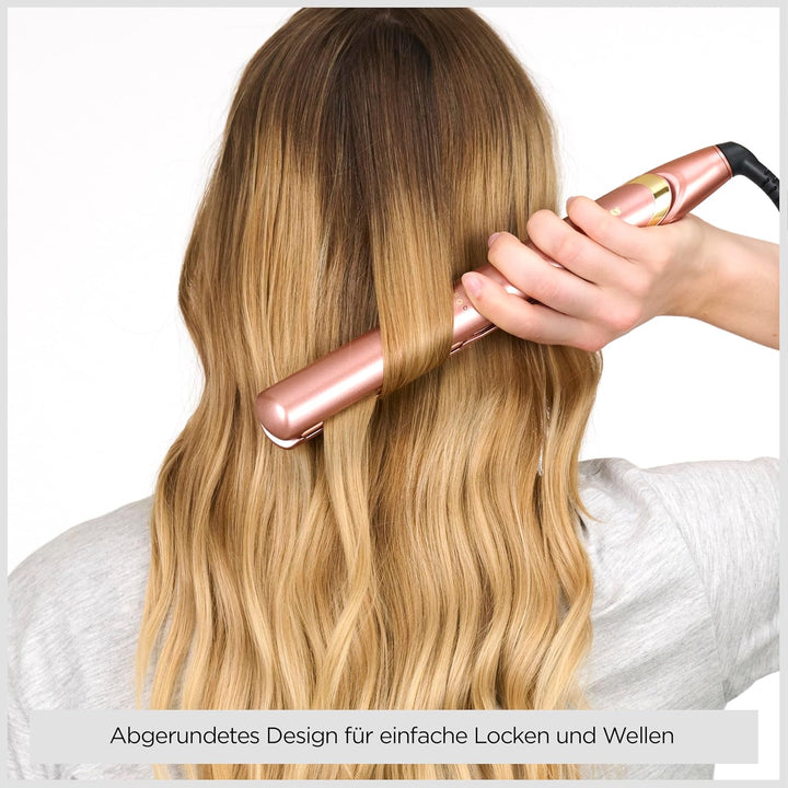 BaByliss Rose Gold Glätteisen - Keramikplatten für glattes Styling, Universalspannung für weltweiten