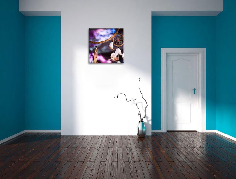 Pixxprint Traumfänger mit lilanem Hintergrund, Format: 70x70 auf Leinwand, 70x70