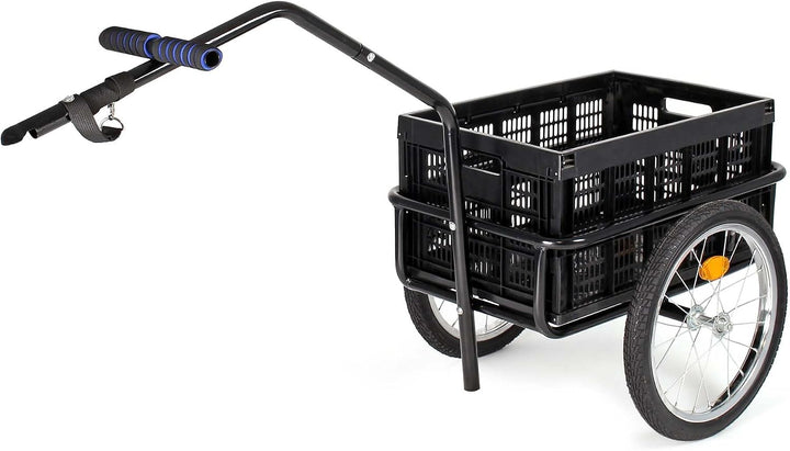 Wiltec Fahrrad Lastenanhänger, Fahrradanhänger, Deichsel klappbar &amp; Schnellkupplung für Einkäufe, Ur