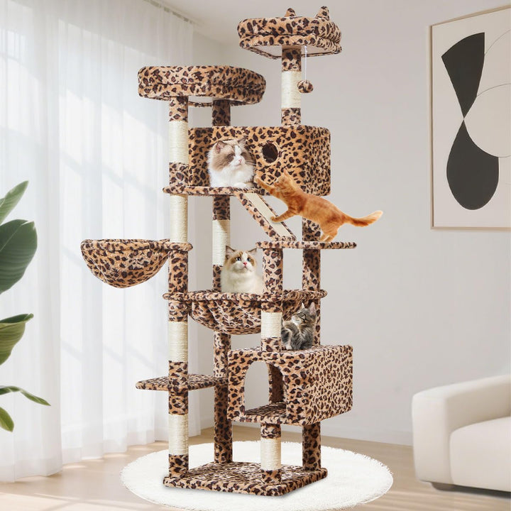 Taoqimiao 180CM Kratzbaum Gross, Katzenbaum Katzen Kratzbaum Grosse Katzen Stabil mit 2 Katzenhaus,