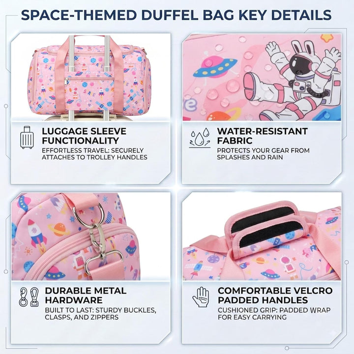 Suweir Kinder Sporttasche, Mädchen Reisetasche mit Schuhfach &amp; Nassfach Einhorn Regenbogen Lila, Ein