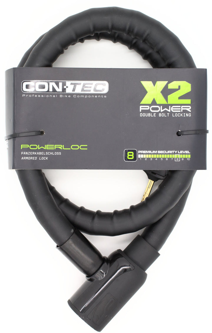 Contec Unisex – Erwachsene Powerloc Fahrradschloss, schwarz, Ø 25 mm, 120 cm lang