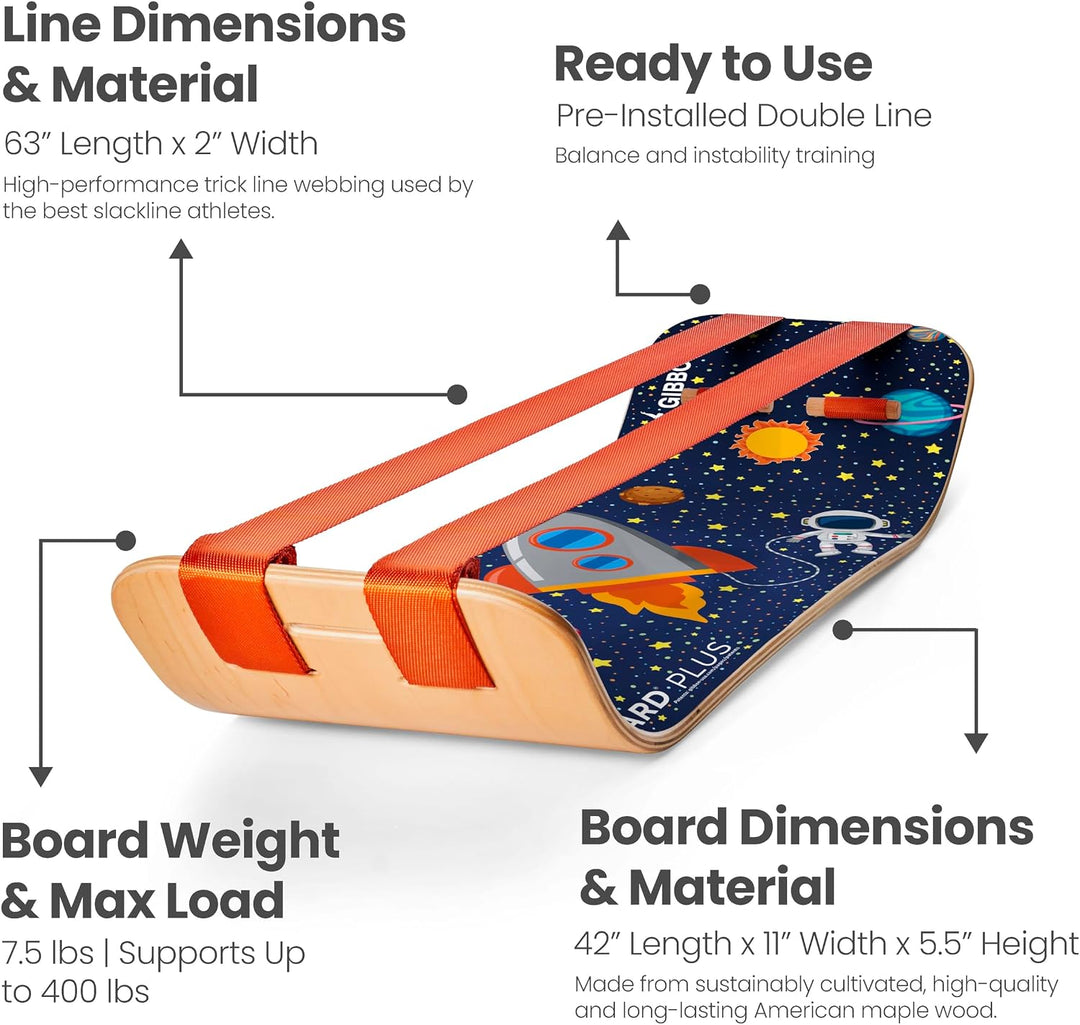 Gibbon GiBoard Balance Board für Erwachsene &amp; Kinder – Slackline Trainingsgerät Home Gym Training –