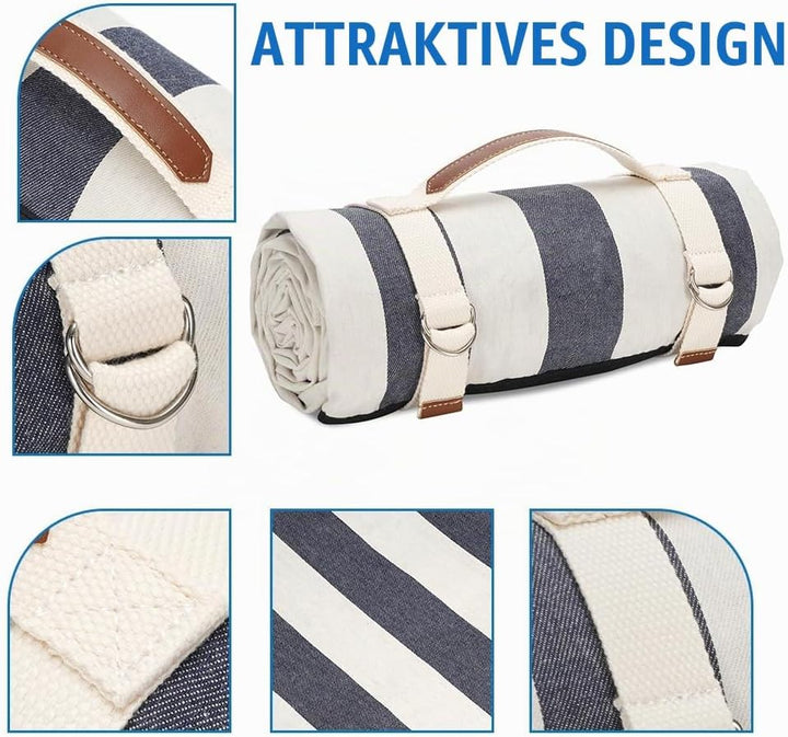 Wasserdichte Picknickdecke, tragbar, mit Tragegurt, für Strandmatte oder Familie, Outdoor, Camping,