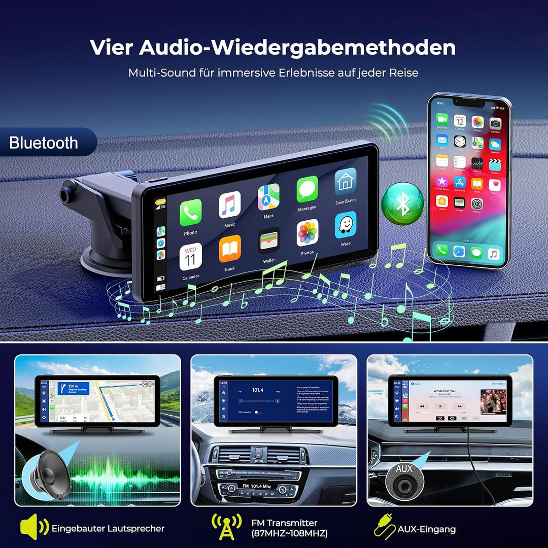 LAMTTO Wireless Carplay Display Für A-ppIe CarPlay und Android Auto Tragbarer 6,86 Zoll Touchscreen