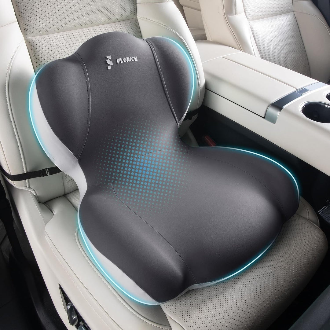FLORICH Sitzkissen Orthopädisch und Lendenstützkissen Memory-Schaum Ergonomisches Sitzkissen einteil