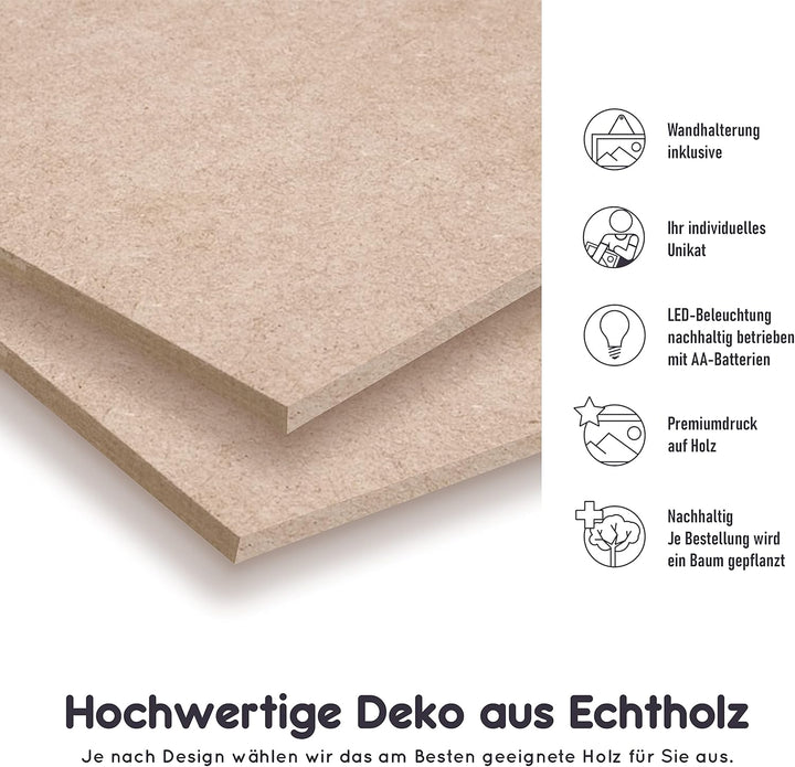 Elbeffekt Buntes Kinder Holzschild - personalisierbares Geschenk für Kinder - Kinderzimmer Deko - pe