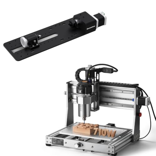 Genmitsu 3020-PRO Ultra CNC-Fräsmaschine+Drehmodul, Vollmetall-Graviergerät, Aufgerüstete 710-W-Spin