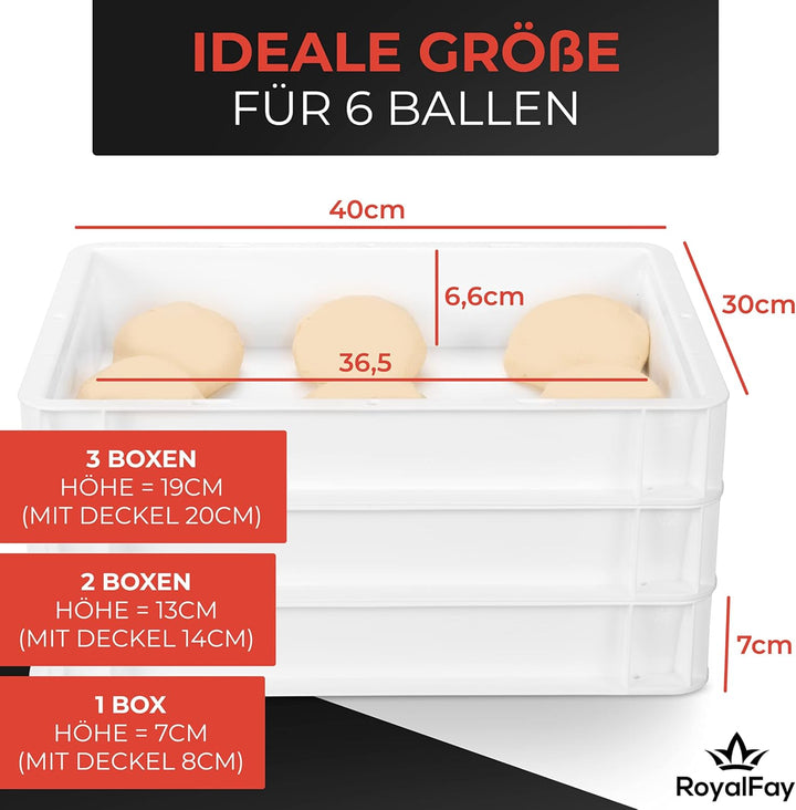 RoyalFay Pizzaballenbox Made in Germany lebensmittelecht 30x40x8 cm (2 Boxen mit 2 Deckeln (Doppelpa
