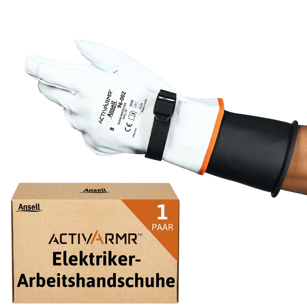 Ansell ActivArmr 96-002, Elektriker-Schutzhandschuhe, Elektroschutz Klass 00 &amp; 0 (500V-1000V), Elekt