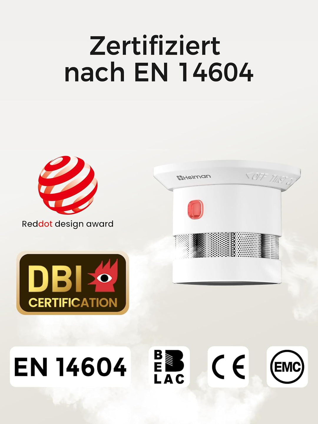 Heiman Smart Zigbee Rauchmelder HS1SA-E Plus, 4 Stück
