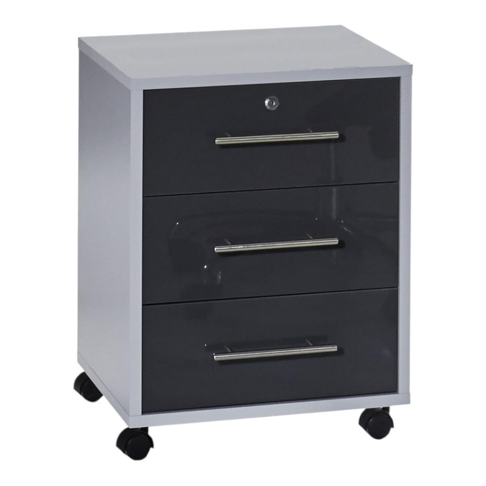 Rollcontainer TABOR Bürocontainer mobiler Aktenschrank Container mit Schubladen (lichtgrau/anthrazit