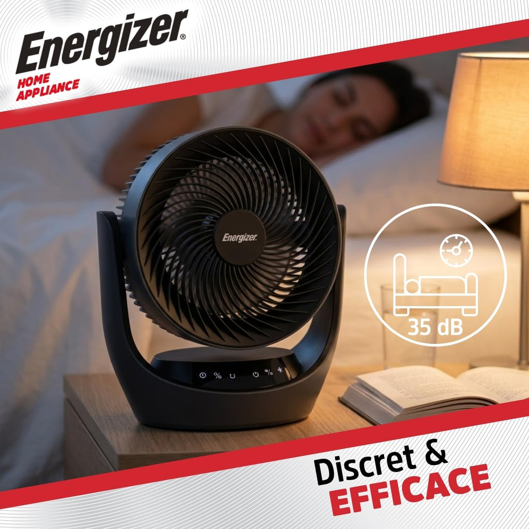 Energizer Tischventilator, leise, 35 dB, tragbar, wiederaufladbar, 3600 mAh, 9 Geschwindigkeitsstufe