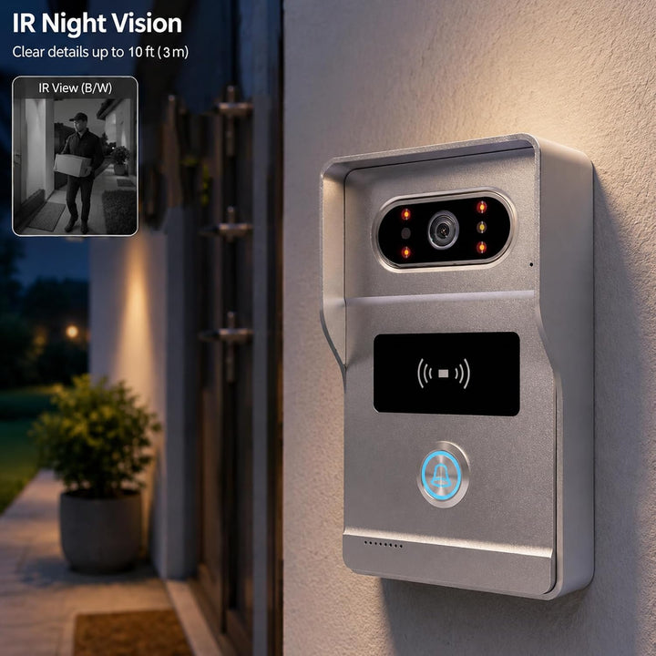 Tuya WLAN-Türklingel mit 2-Draht-Technologie, 2-MP-Video- und Audioübertragung, RDID-Kartenentsperru